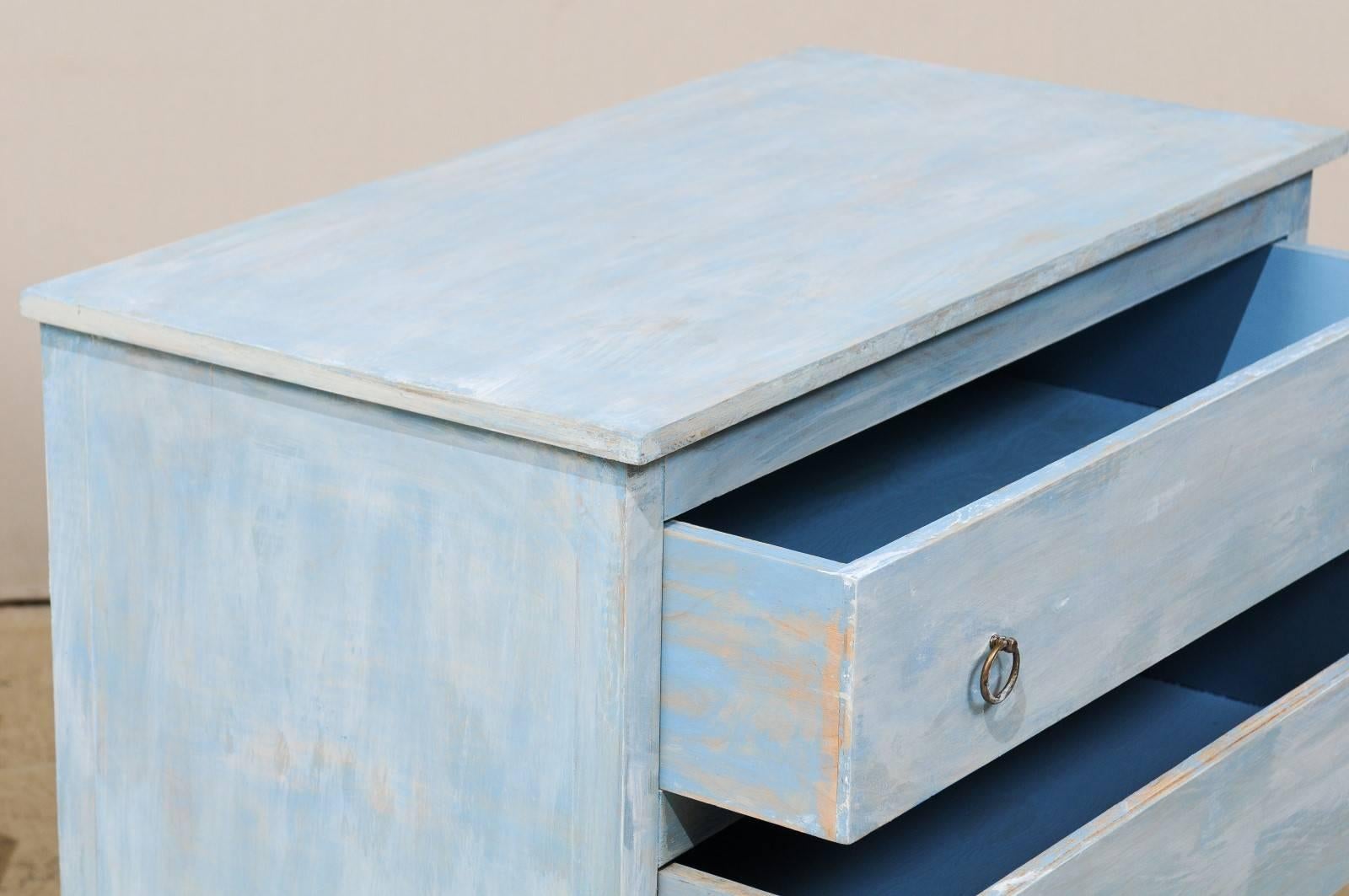 Pair of Painted Wood Two-Drawer Chests in Grey, Light Blue and White Color 3