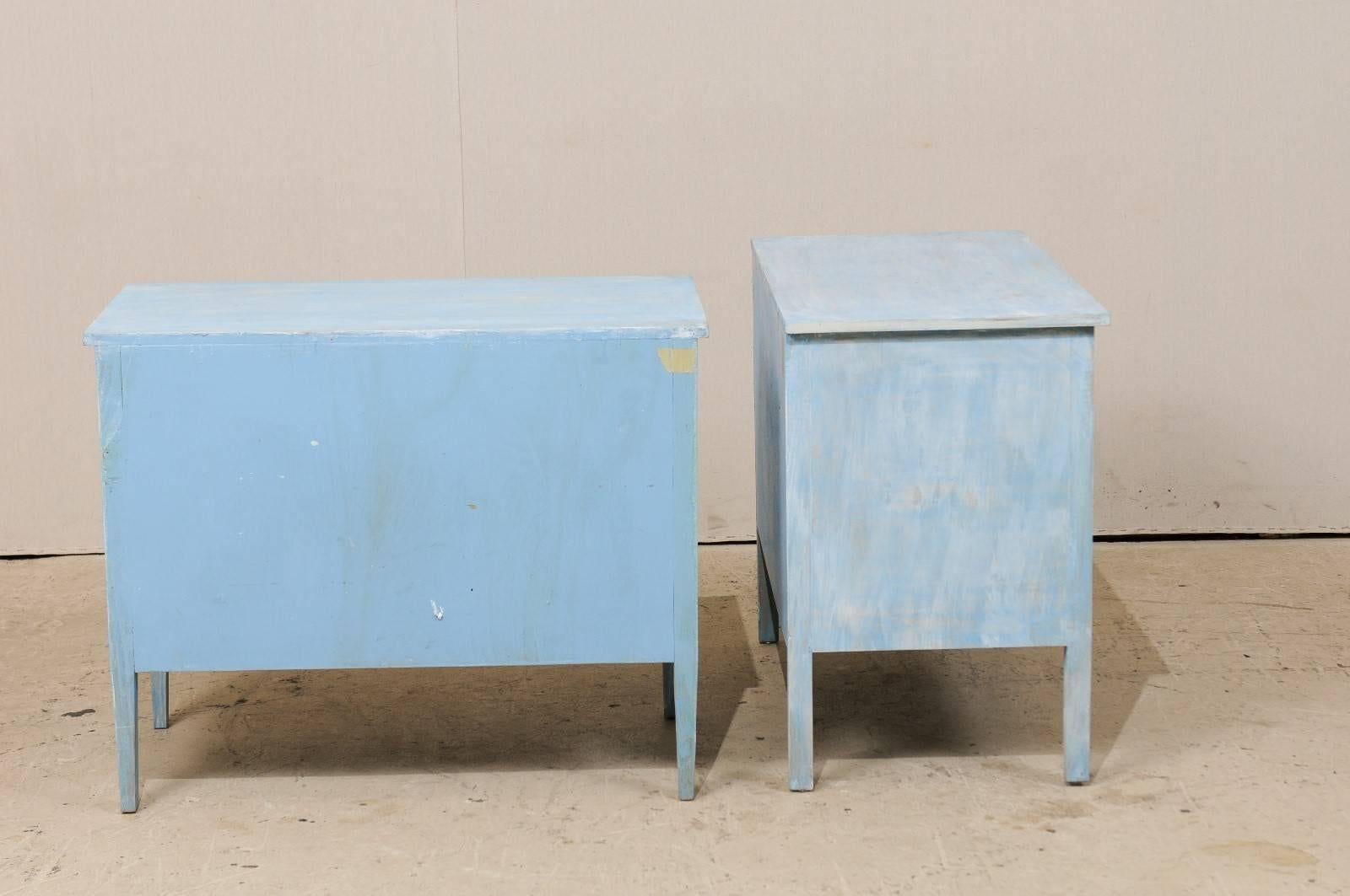 Pair of Painted Wood Two-Drawer Chests in Grey, Light Blue and White Color 1