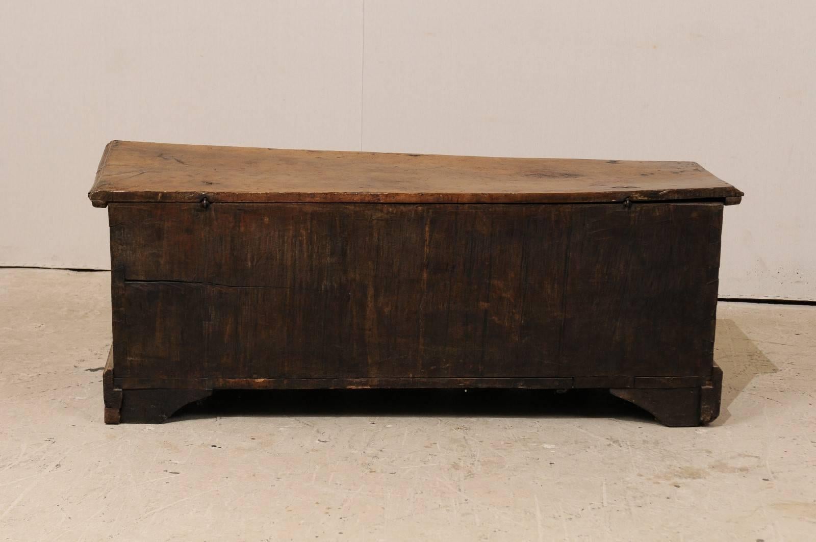 Spanish 18th Century Large-Size Carved-Wood Coffer or Trunk with Scalloped Skirt 6