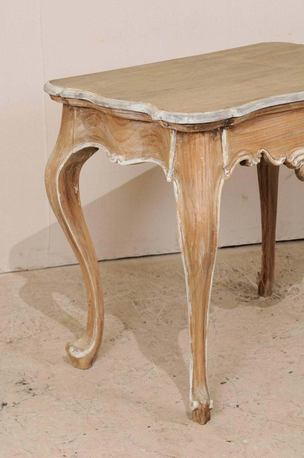 Lovely Brazilian Accent Table of Natural Wood with Painted Trim & Cabriole Legs 1