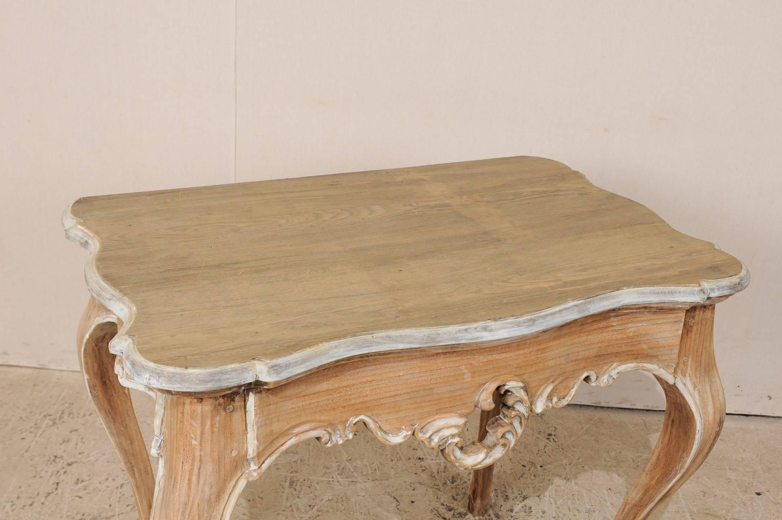 Lovely Brazilian Accent Table of Natural Wood with Painted Trim & Cabriole Legs 2