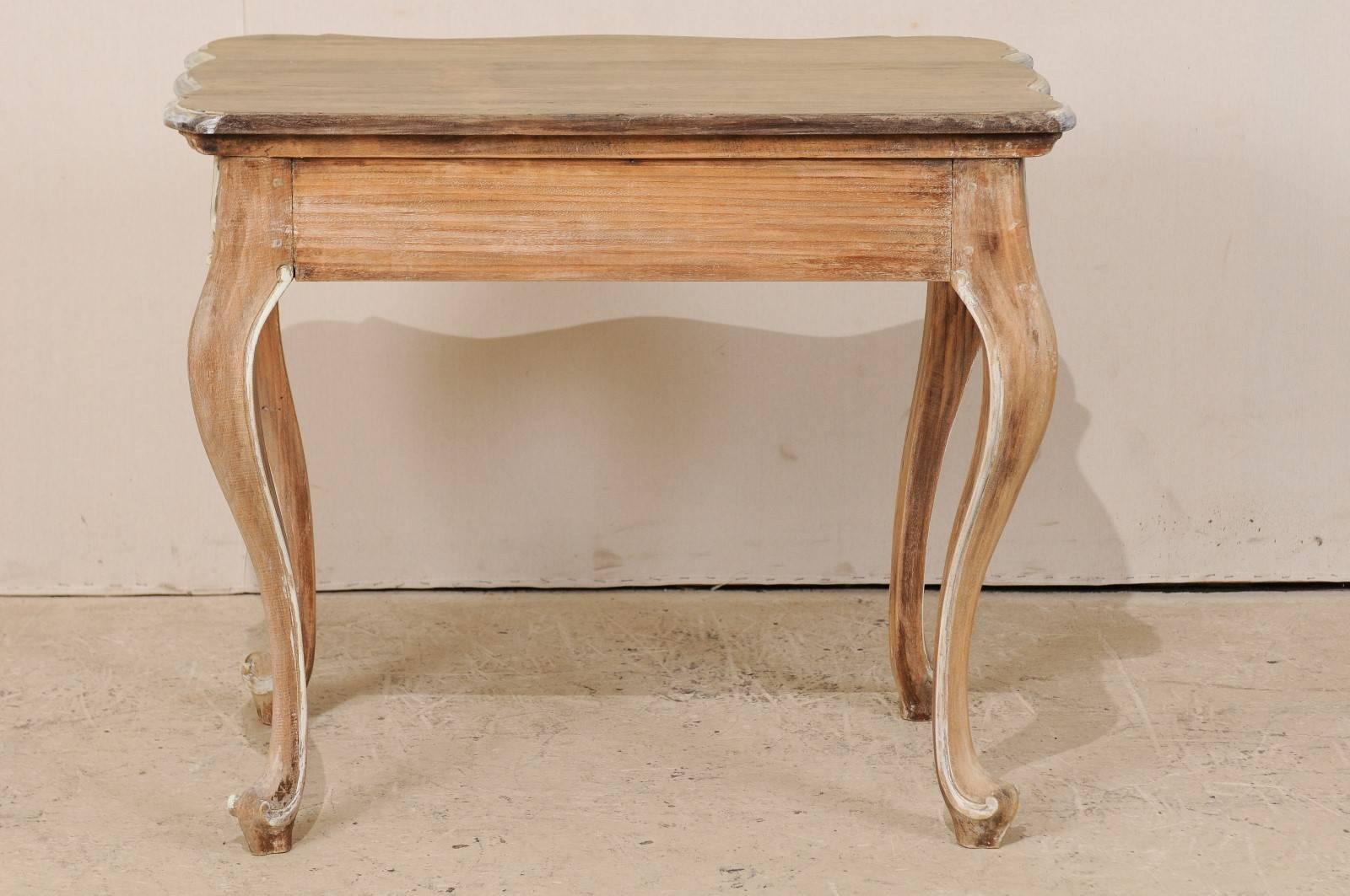 Lovely Brazilian Accent Table of Natural Wood with Painted Trim & Cabriole Legs 3