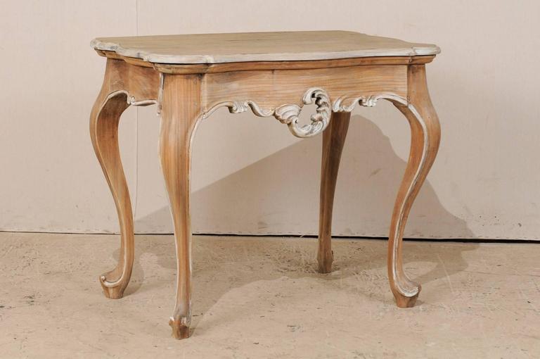 Brazilian Wood Accent / End / Side Table with Painted Trim and Cabriole