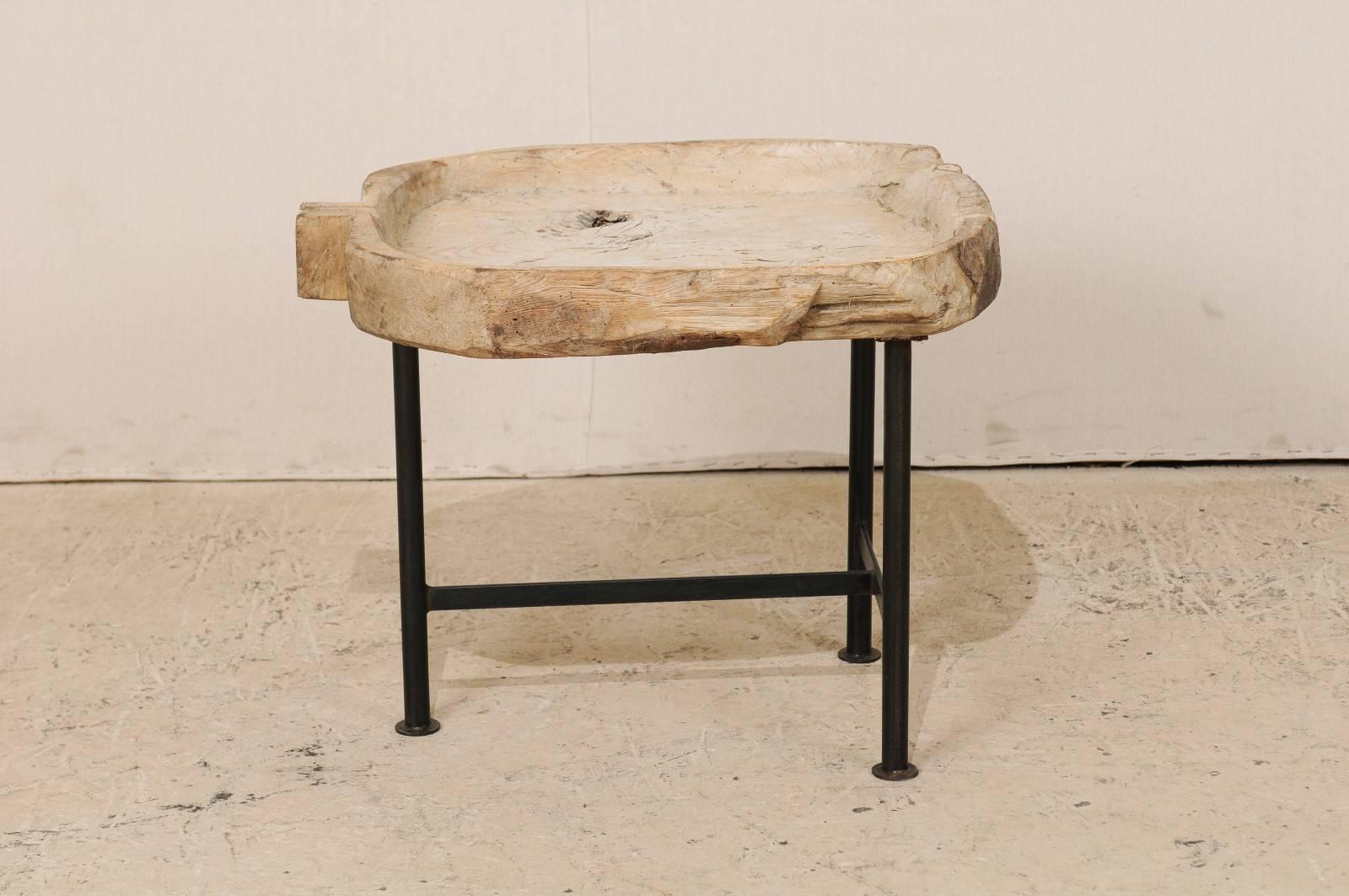 Carved Spanish Wood Trough Likely Used for Cheese Production Turned Rustic Coffee Table