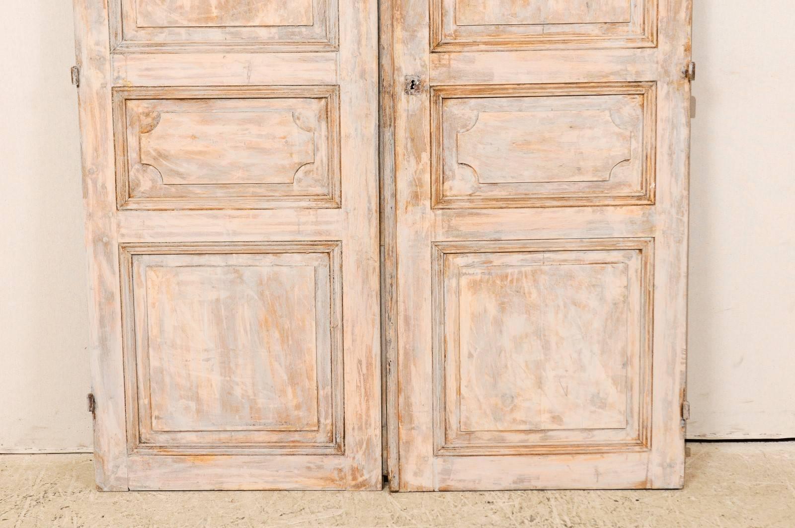 Pair of European, French Style 19th Century Doors with Shades of Taupe and Grey In Good Condition In Atlanta, GA