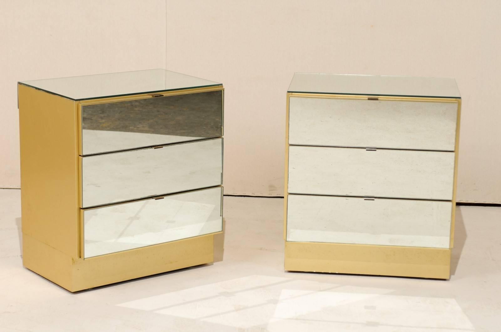mirrored column chest of drawers brushed gold