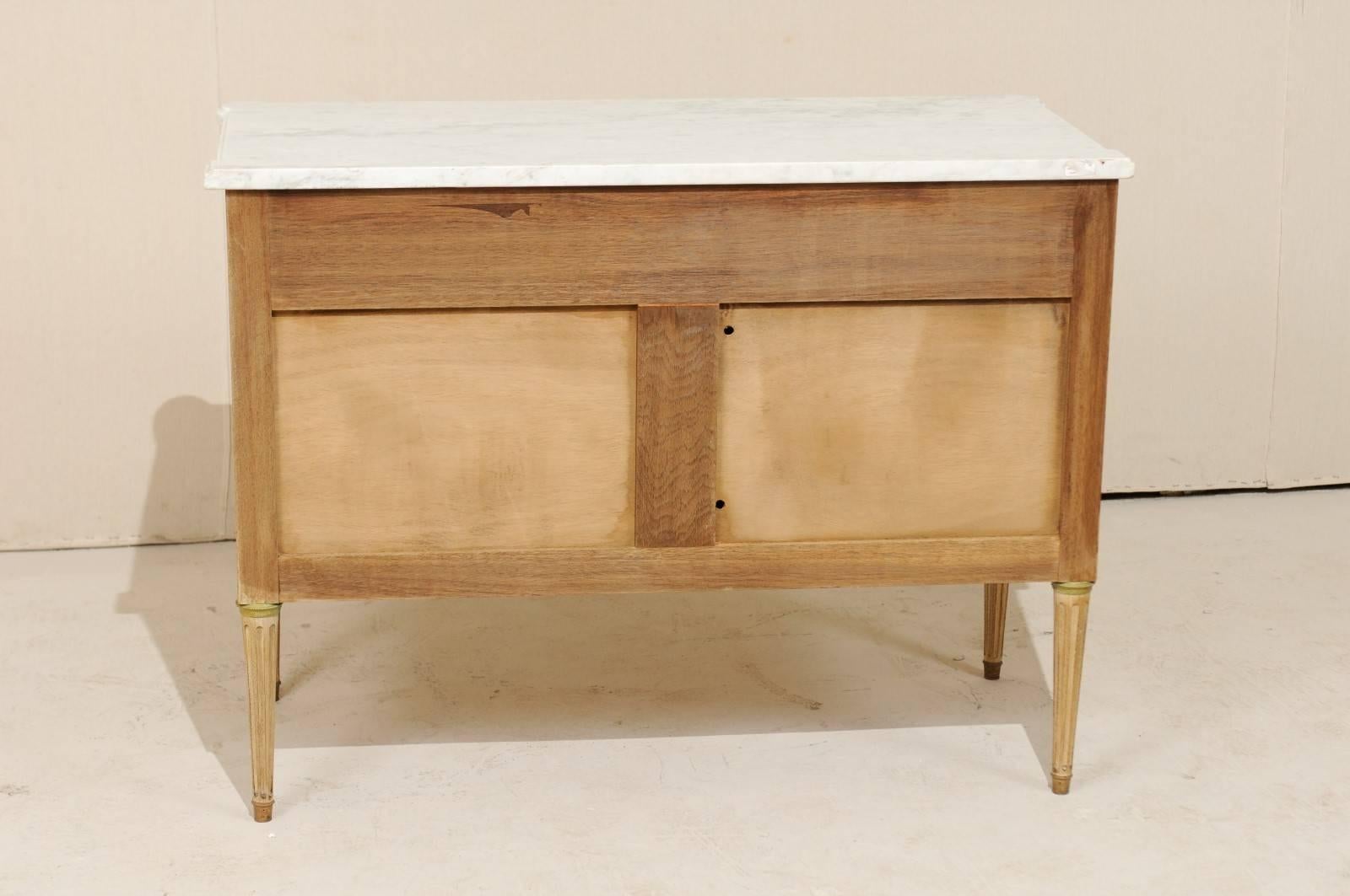 French Marble-Top Chest of Bleached Mahogany Wood with Gold Colored Accents 3