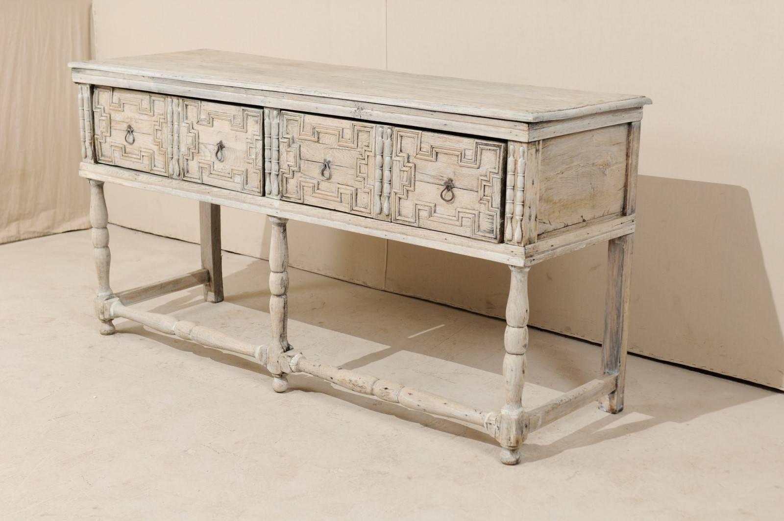 18th Century and Earlier English 18th Century Console Table in Bone, Grey & White with Geometric Pattern
