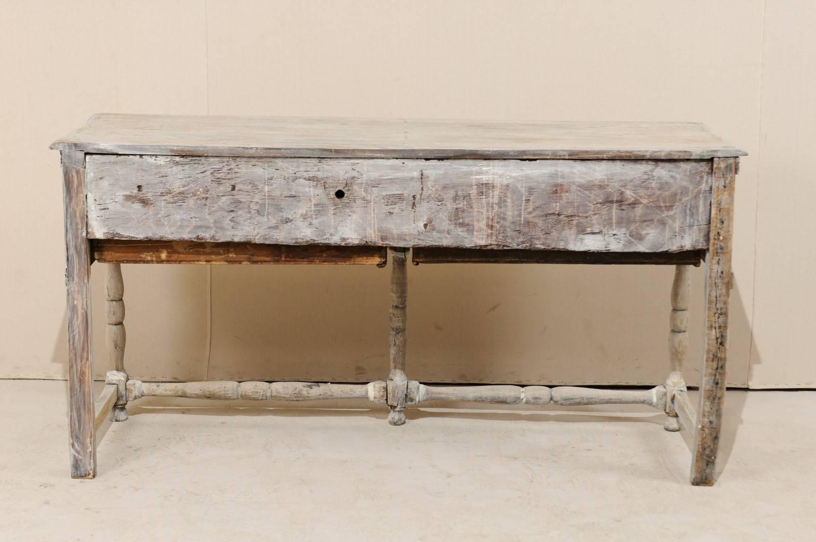 English 18th Century Console Table in Bone, Grey & White with Geometric Pattern 4