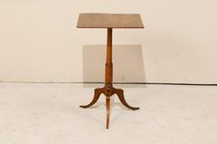 Swedish 19th Century Elmwood Side Table with Lovely Wood Grain and Square Top