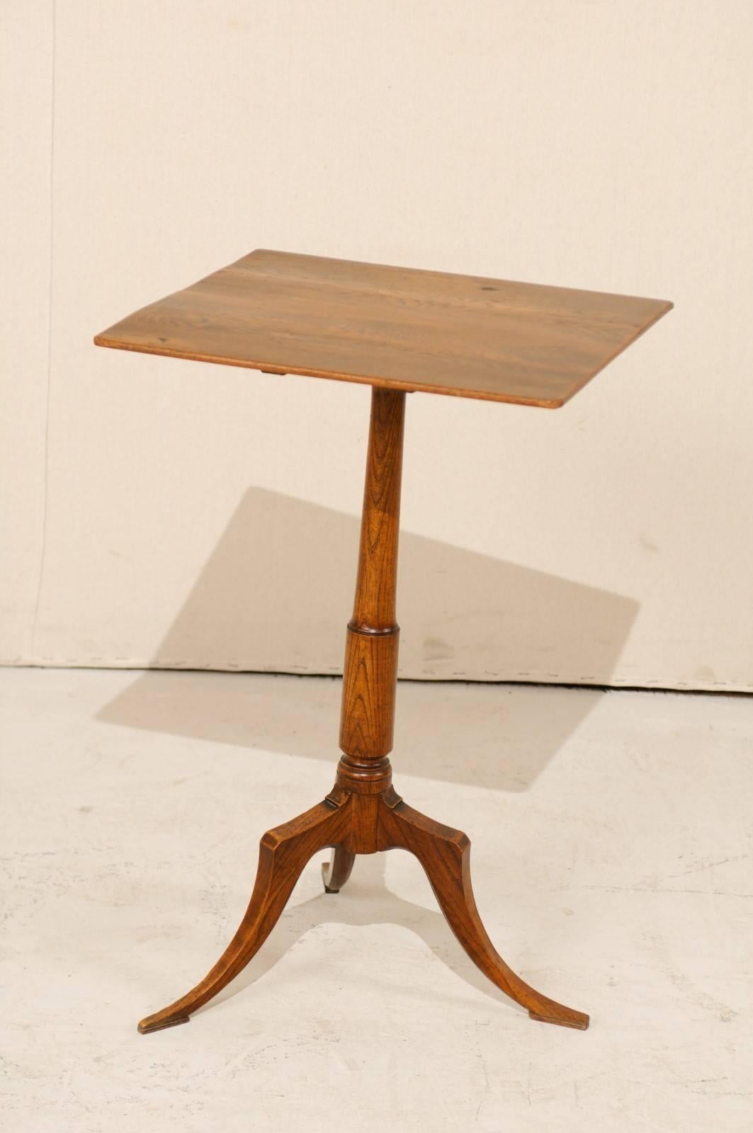 Swedish 19th Century Elmwood Side Table with Lovely Wood Grain and Square Top 2