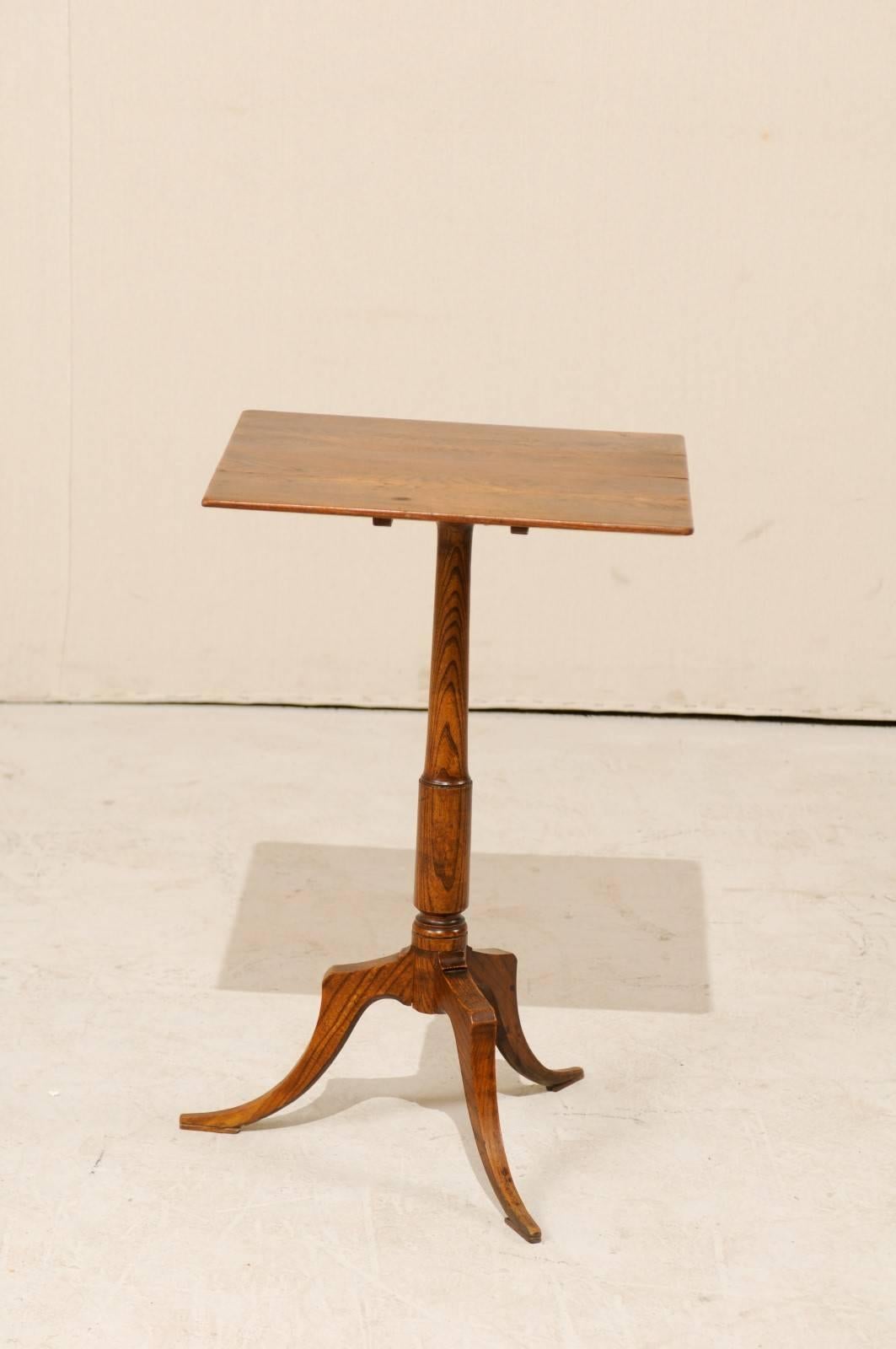 Swedish 19th Century Elmwood Side Table with Lovely Wood Grain and Square Top 1