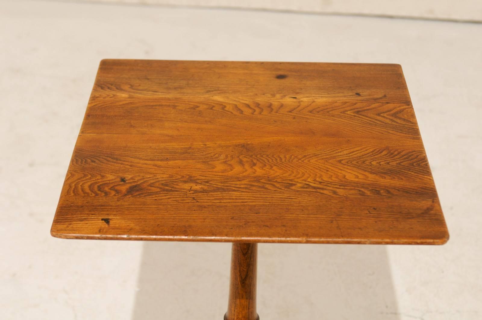 Swedish 19th Century Elmwood Side Table with Lovely Wood Grain and Square Top 5