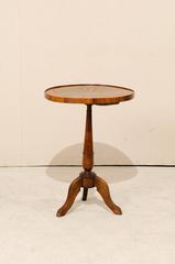 Italian 19th Century Round Fruitwood Pedestal Table with Compass Star Inlay