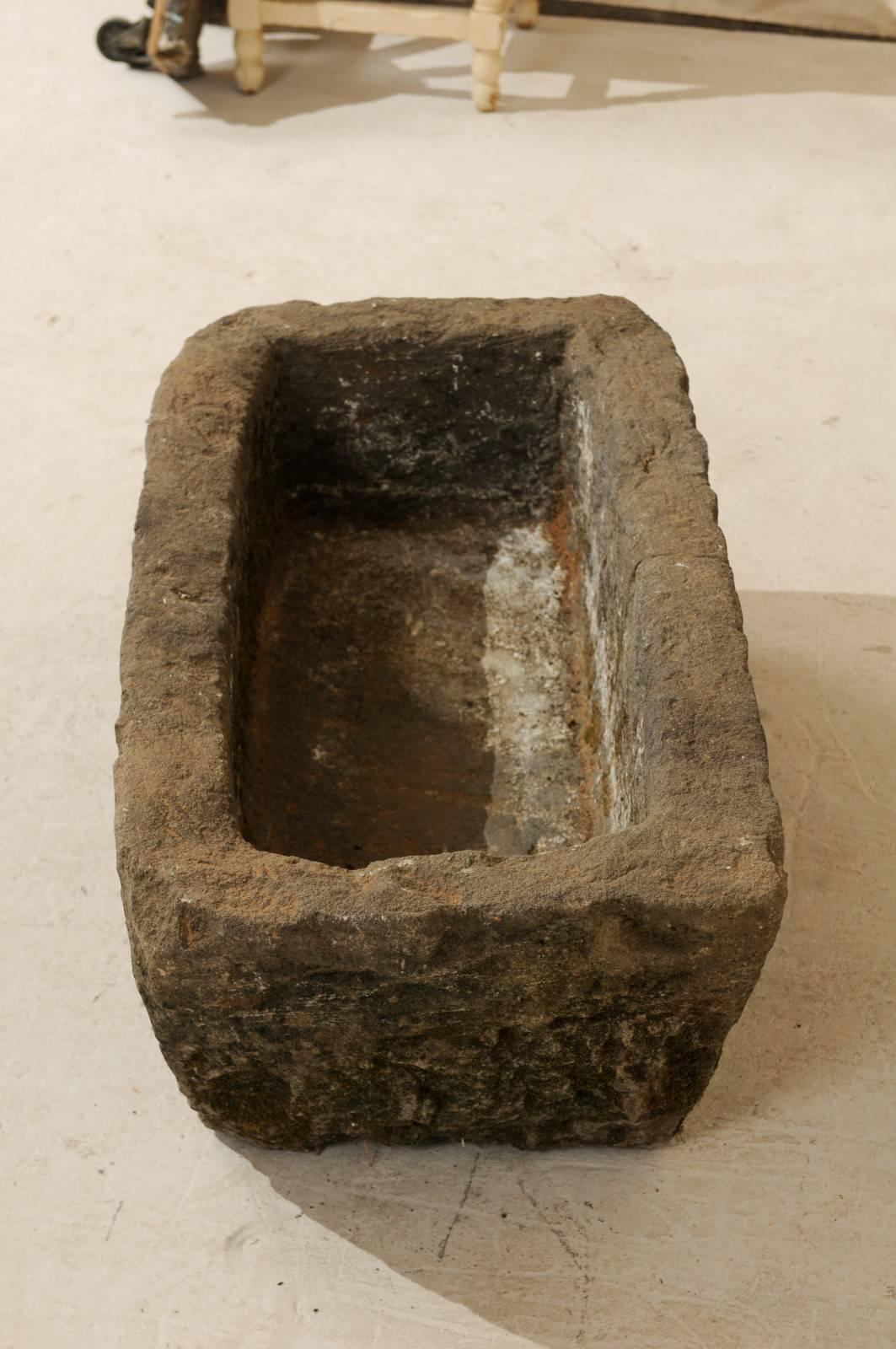 19th Century Strong Rustic Stone Trough / Planter for Indoor / Outdoor Use of Medium Size