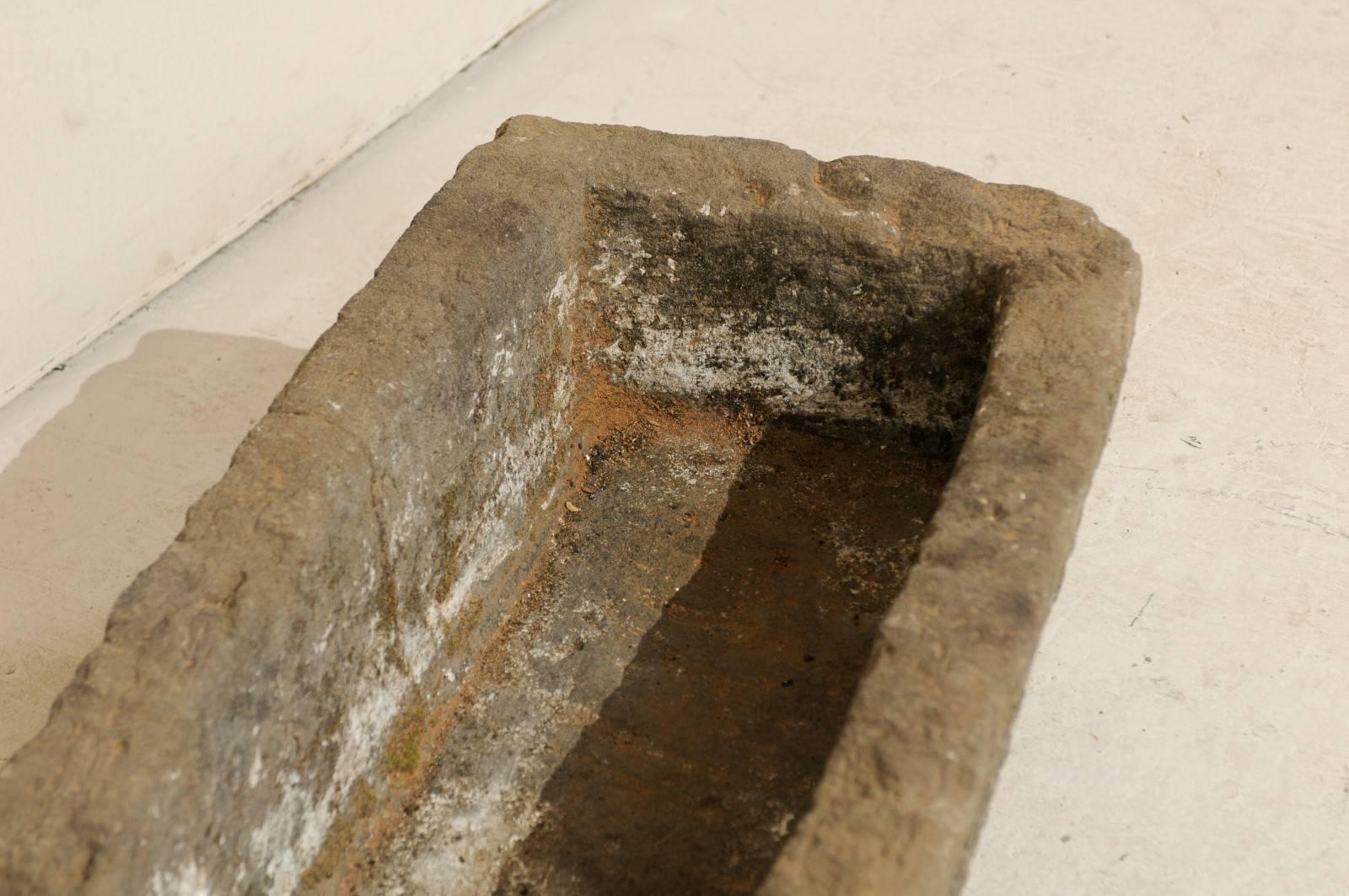 Strong Rustic Stone Trough / Planter for Indoor / Outdoor Use of Medium Size In Good Condition In Atlanta, GA