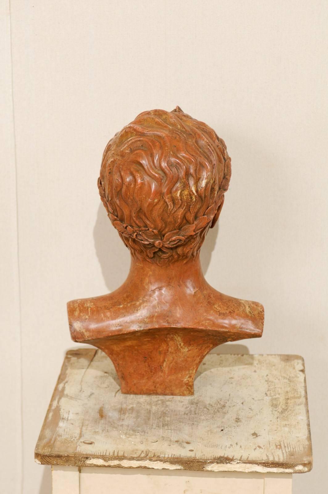 Marbleized Resin Bust of an Unknown Roman Emperor Wearing a Wreath Headband 2