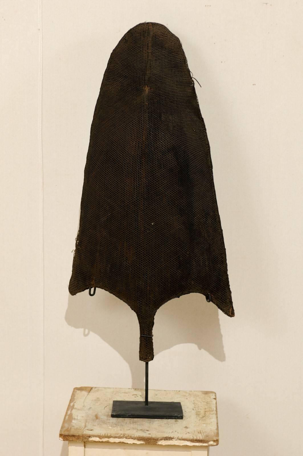 Tribal Naga Tribe Rain Shield on Custom-Stand from Northeastern India, Mid-20th Century