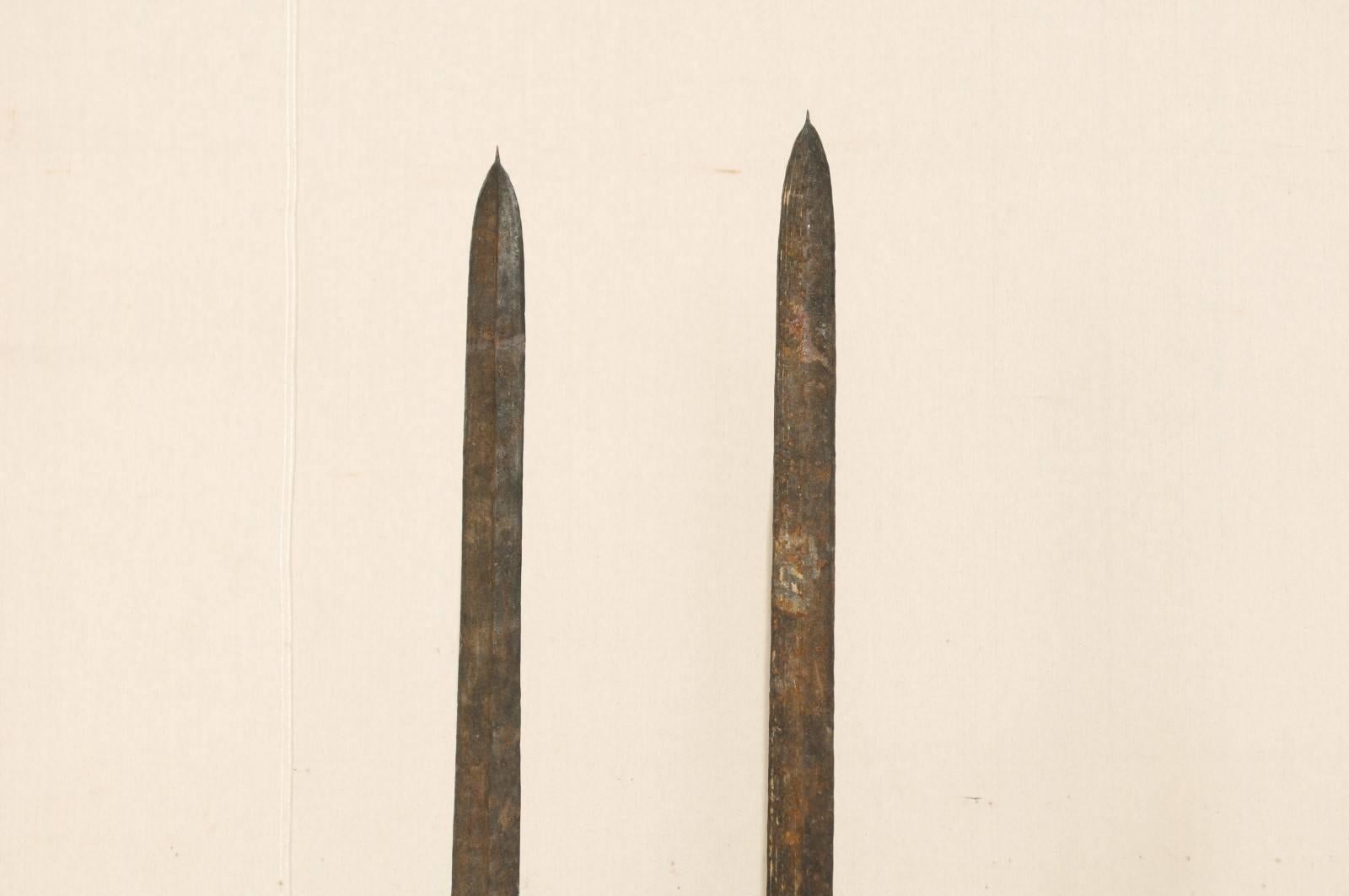 19th Century Beautifully Patinated African Tribal Sword Currencies of Iron on Custom Stands