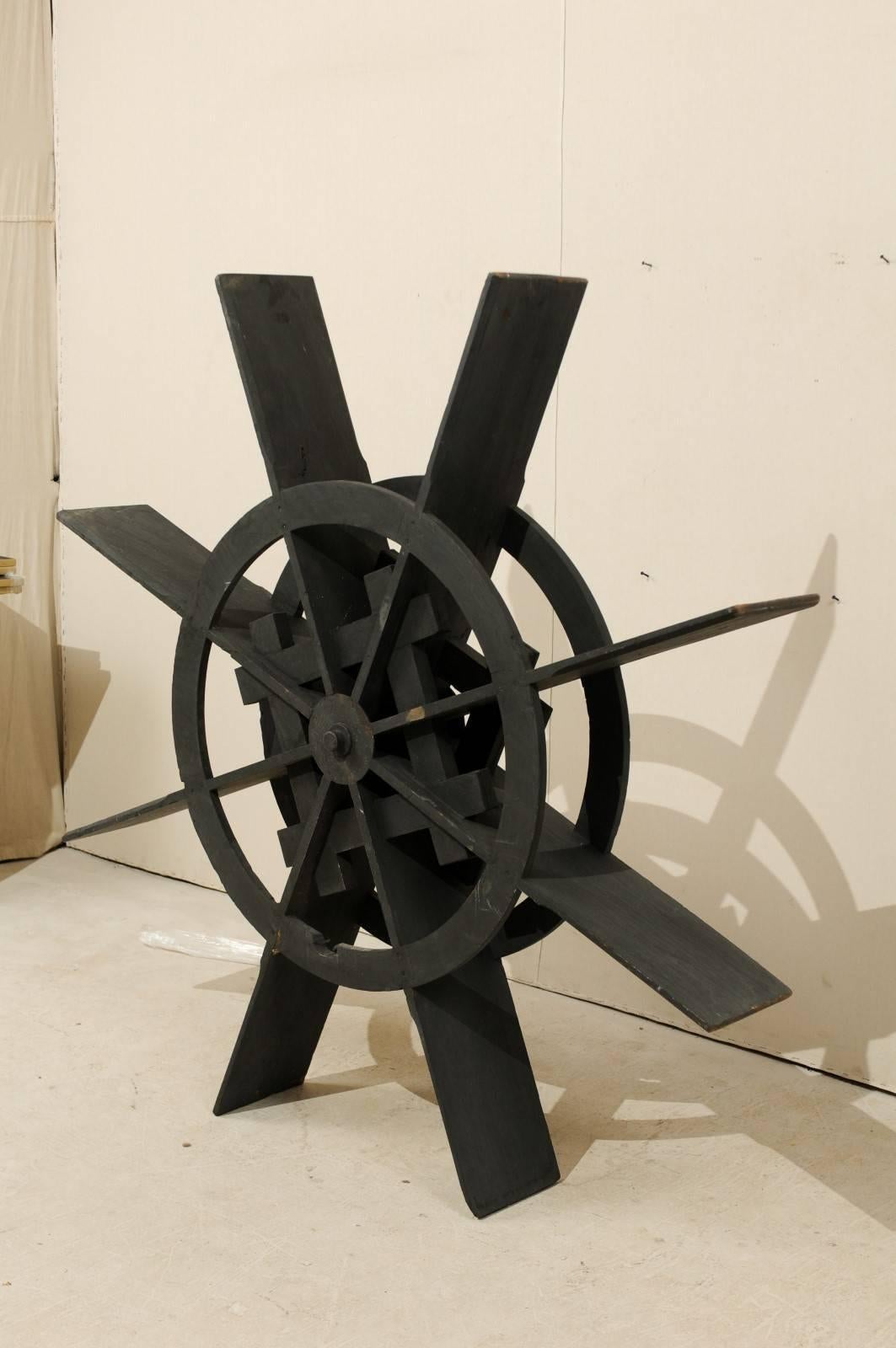 20th Century An Antique 5+ Ft Tall Water Wheel of Ebonized Jackwood from Kerala, India For Sale