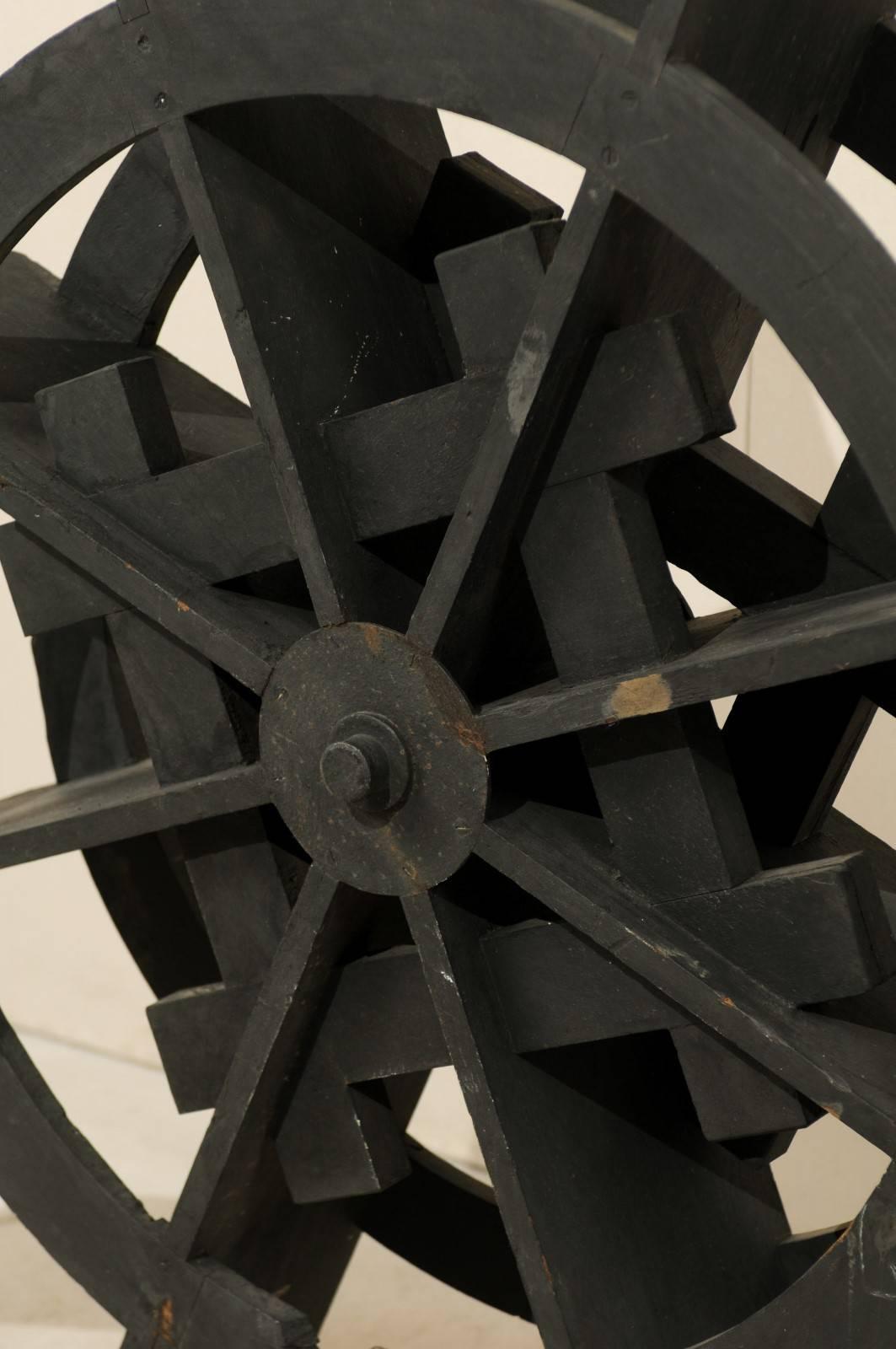 Wood An Antique 5+ Ft Tall Water Wheel of Ebonized Jackwood from Kerala, India For Sale