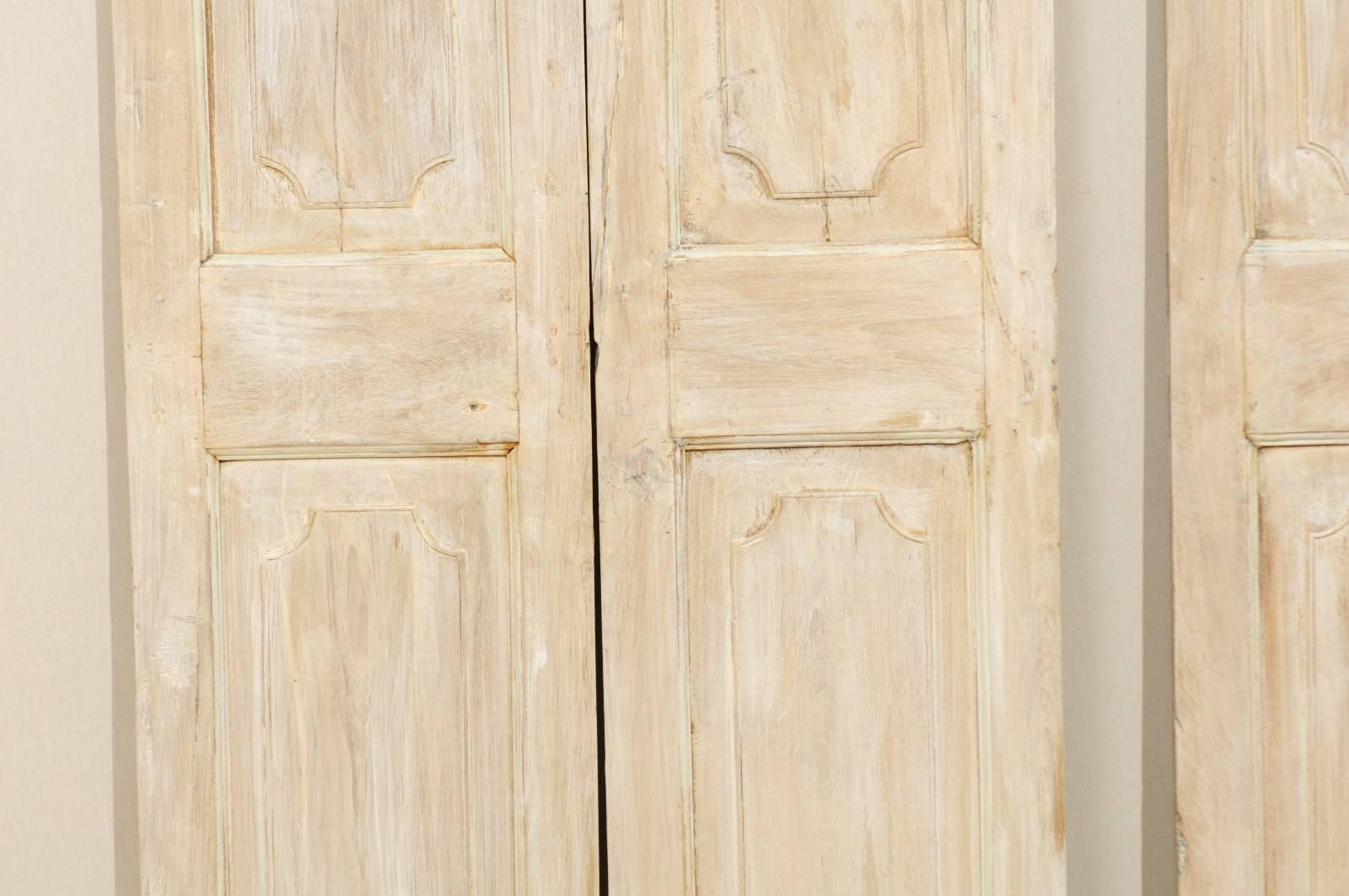 One Pair of Lovely French 19th Century Doors in Antiqued Beige and White Hues 1