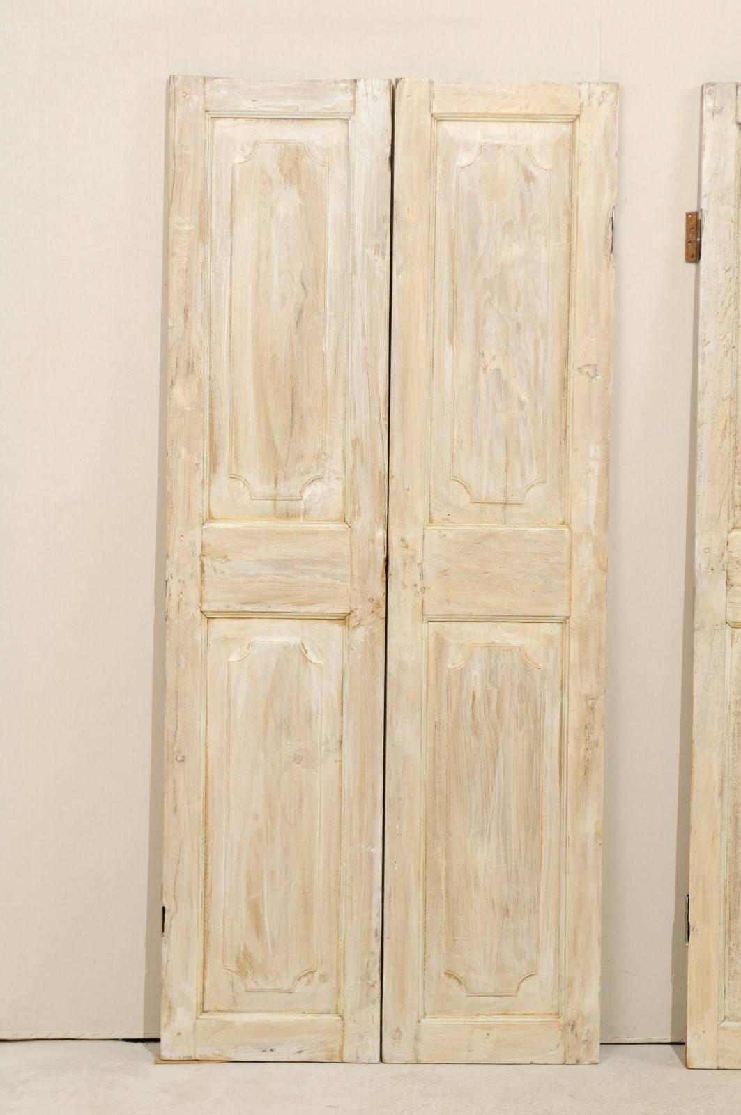 One Pair of Lovely French 19th Century Doors in Antiqued Beige and White Hues 3