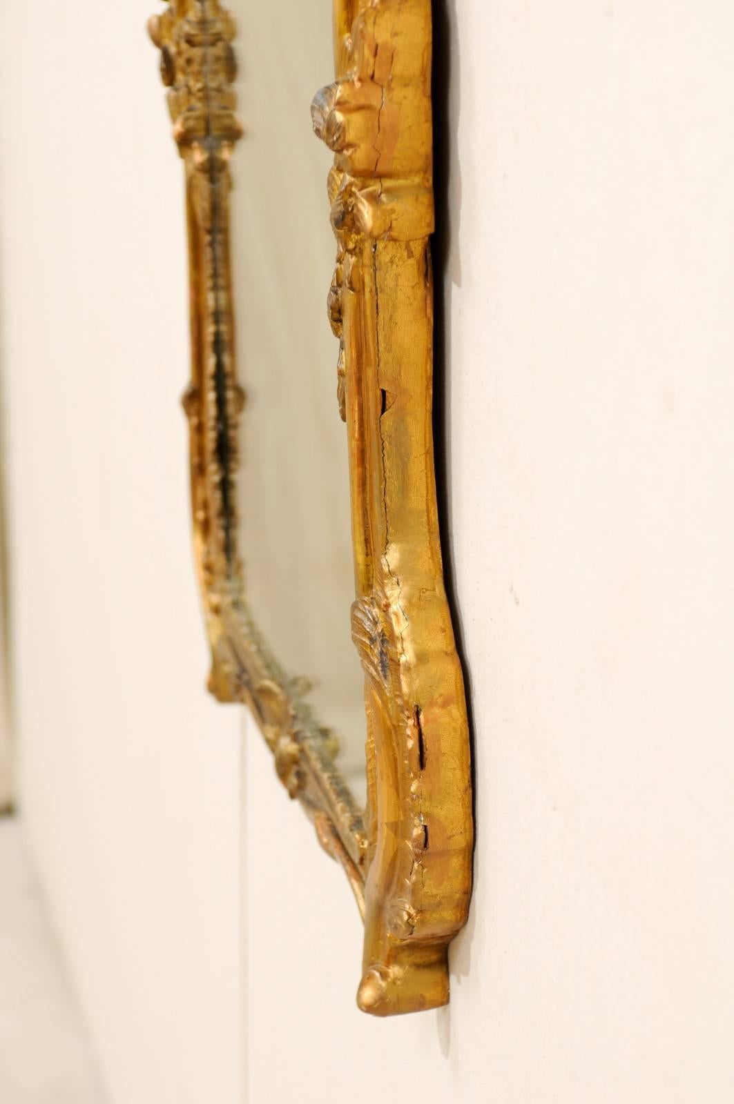 19th Century Italian Gold Painted Mirror with Gilding in Ornate Rococo Style In Good Condition In Atlanta, GA