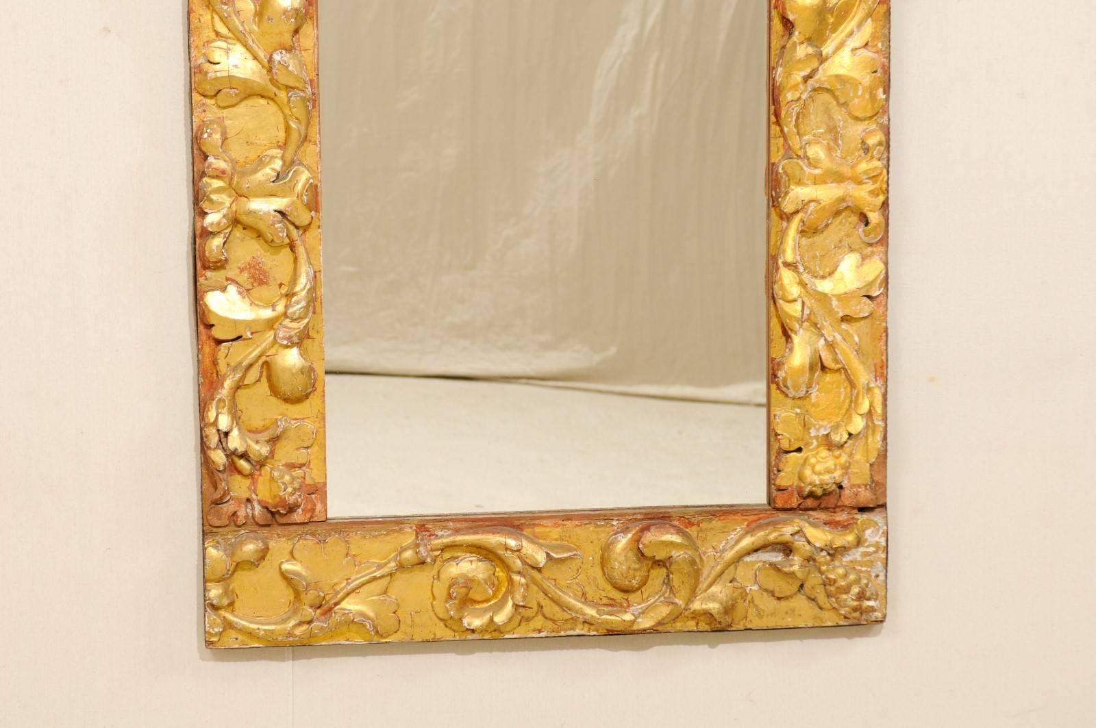 Wood Exquisite Italian Giltwood Carved Mirror of 19th Century Italian Fragments For Sale