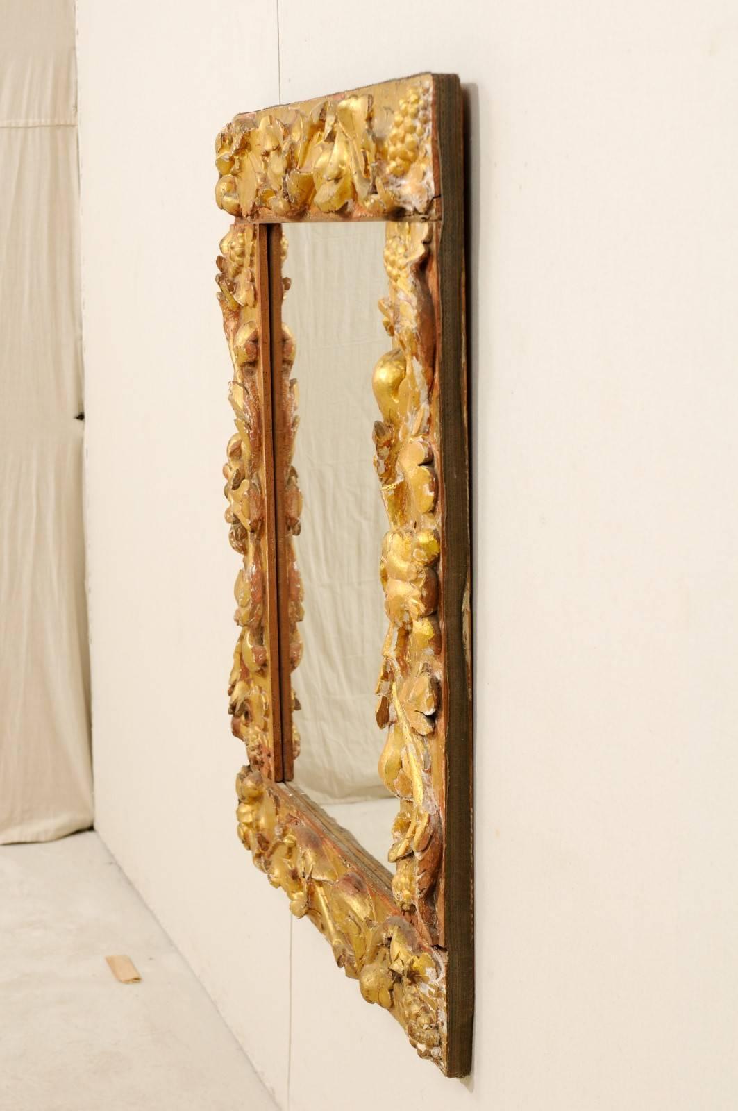 Exquisite Italian Giltwood Carved Mirror of 19th Century Italian Fragments For Sale 4