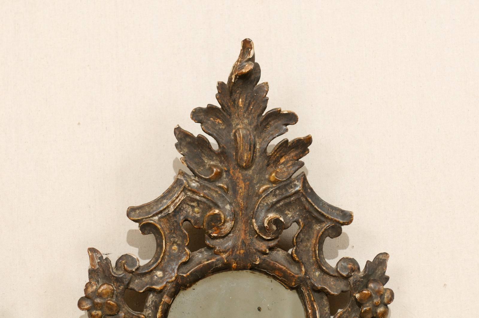 Pair of Italian 18th Century Rococo Style Antiqued Mirrors with Gilding & Patina 2