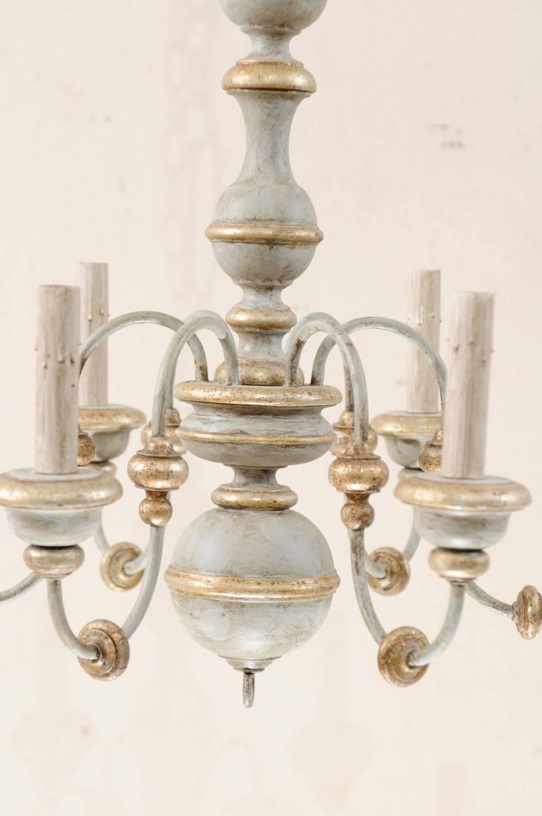 wood and silver chandelier