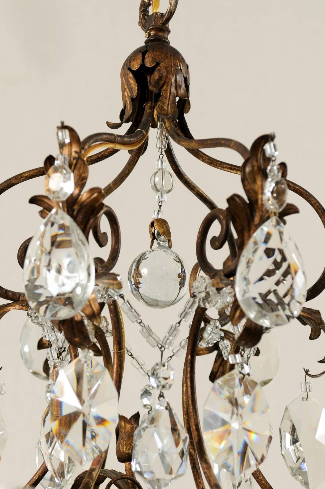 Beaded Italian Crystal 12-Light Chandelier w/Bronze/Gold Armature & Glass Beading, RW 