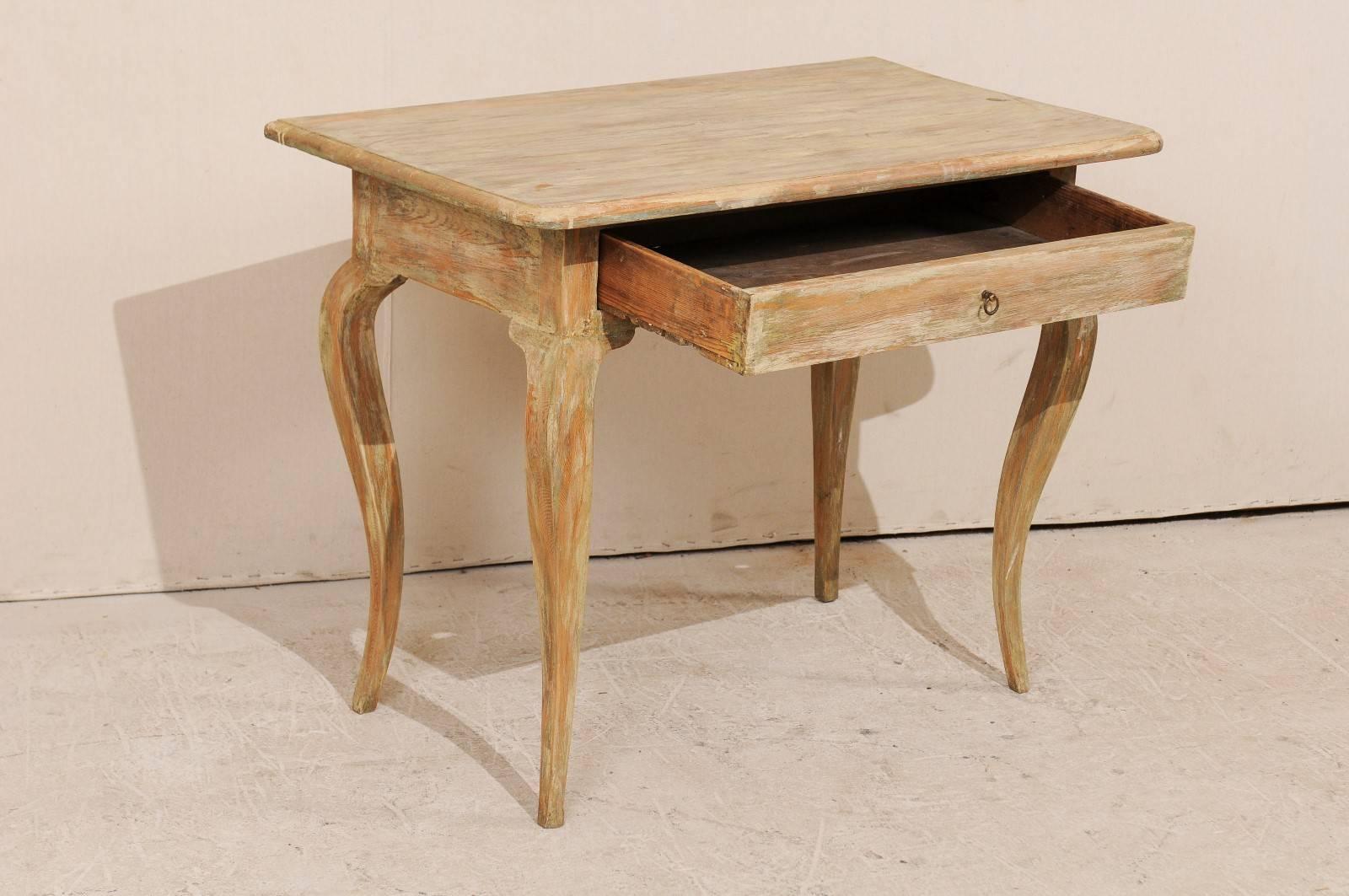Swedish Period Rococo Painted Wood Side Table from the 18th Century with Cabriole Legs