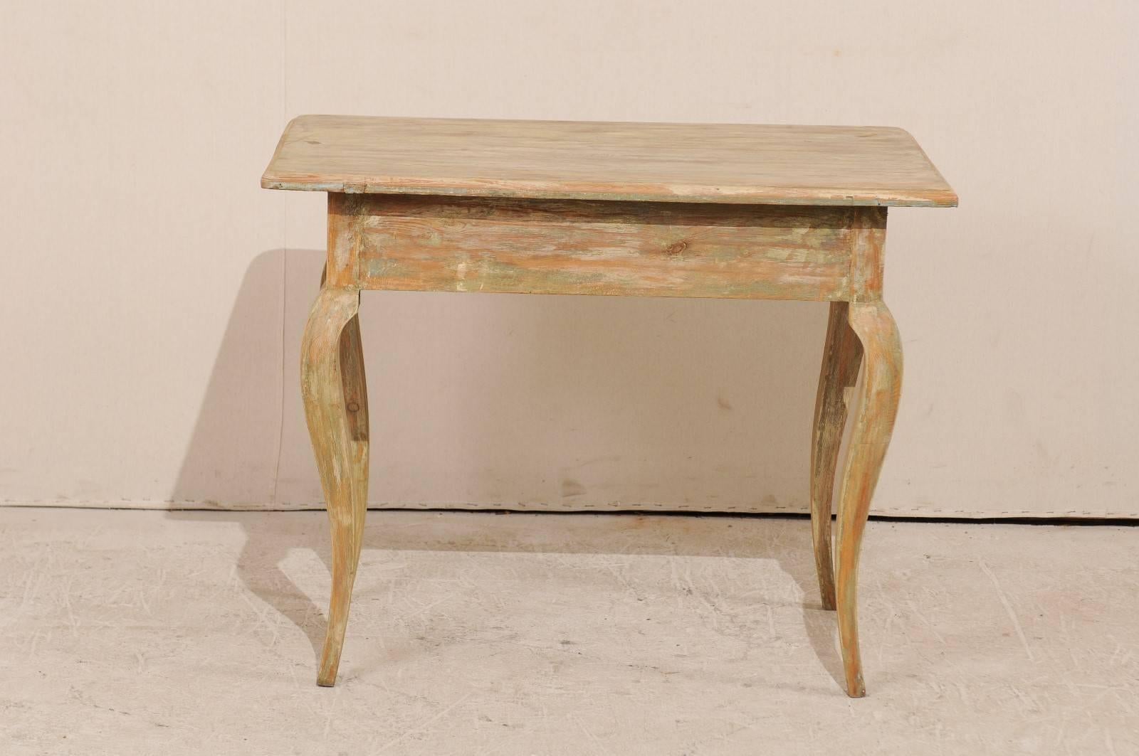 Period Rococo Painted Wood Side Table from the 18th Century with Cabriole Legs 1