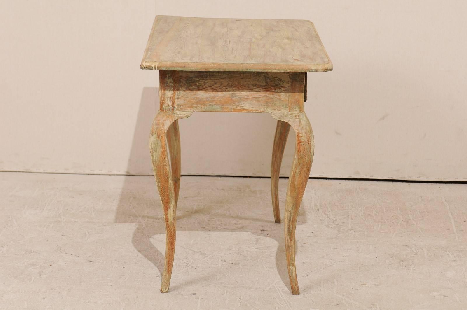 18th Century and Earlier Period Rococo Painted Wood Side Table from the 18th Century with Cabriole Legs