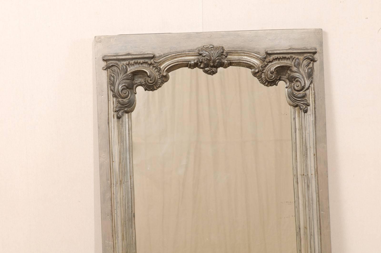 Large 19th Century Swedish Mirror with Ornate Metal Design and Wood Surround In Good Condition In Atlanta, GA
