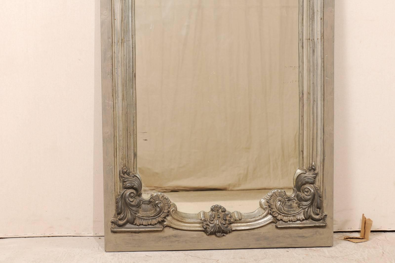 Large 19th Century Swedish Mirror with Ornate Metal Design and Wood Surround 1