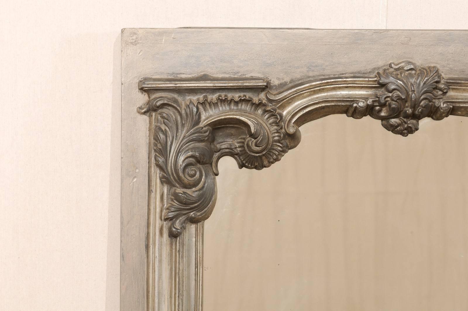 Large 19th Century Swedish Mirror with Ornate Metal Design and Wood Surround 2