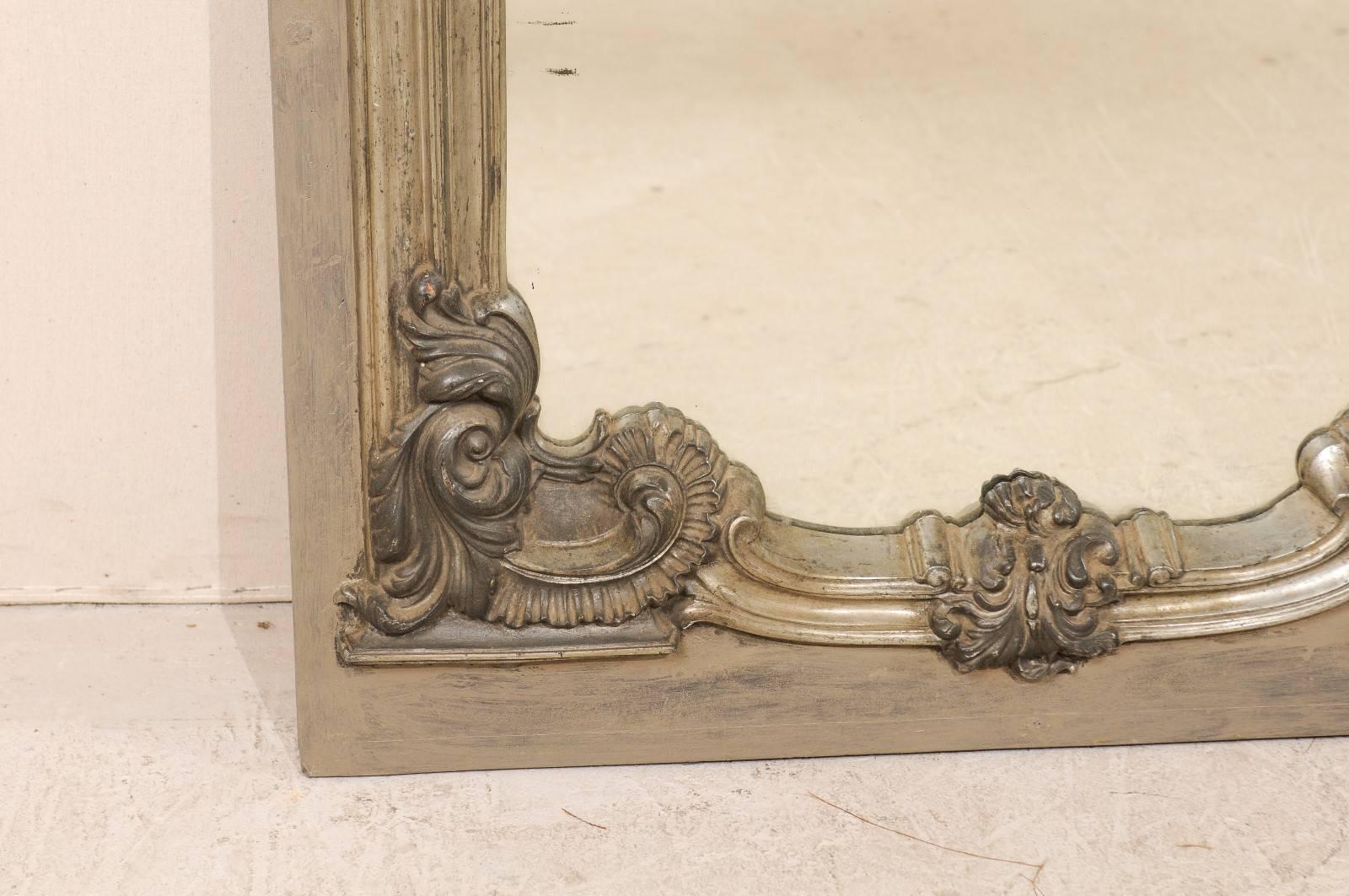 Large 19th Century Swedish Mirror with Ornate Metal Design and Wood Surround 5
