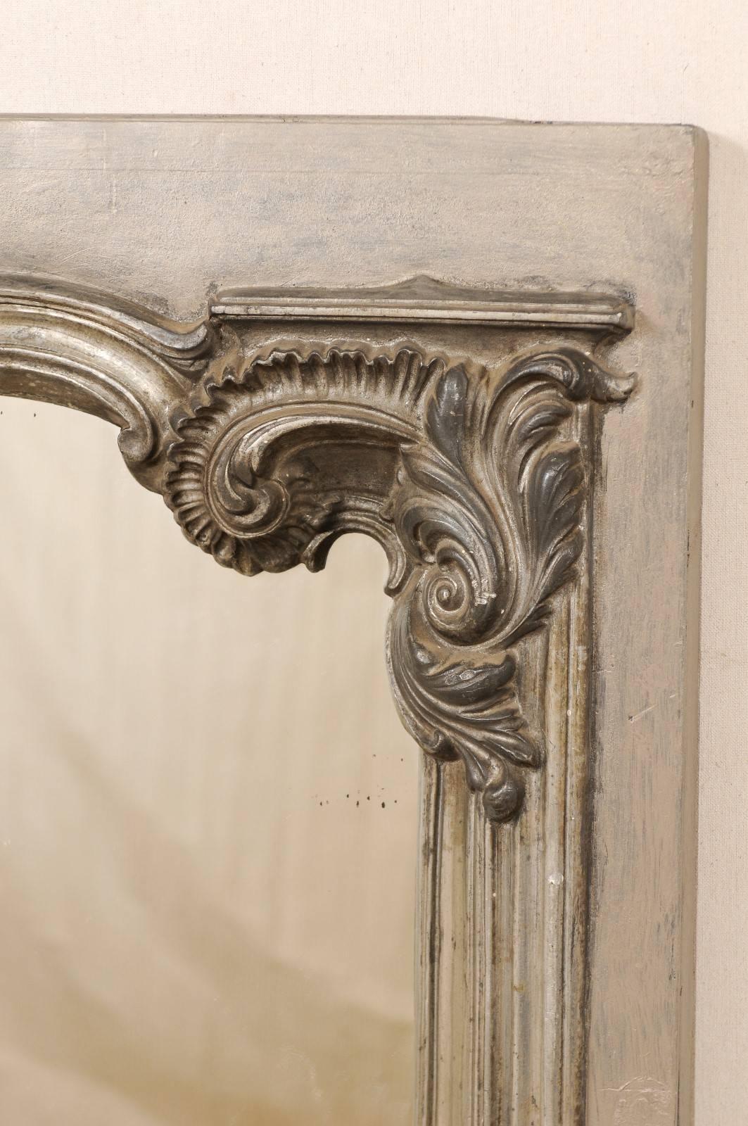 Large 19th Century Swedish Mirror with Ornate Metal Design and Wood Surround 3