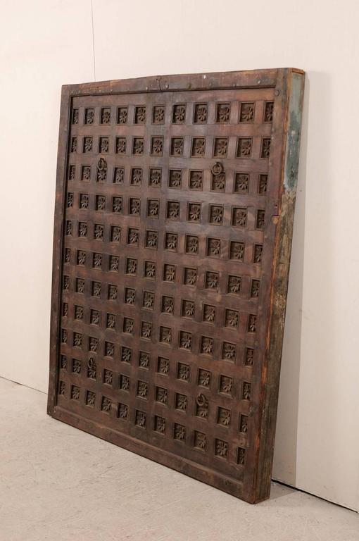 Large 19th Century Carved Wood Ceiling Panel From Tamil Nadu
