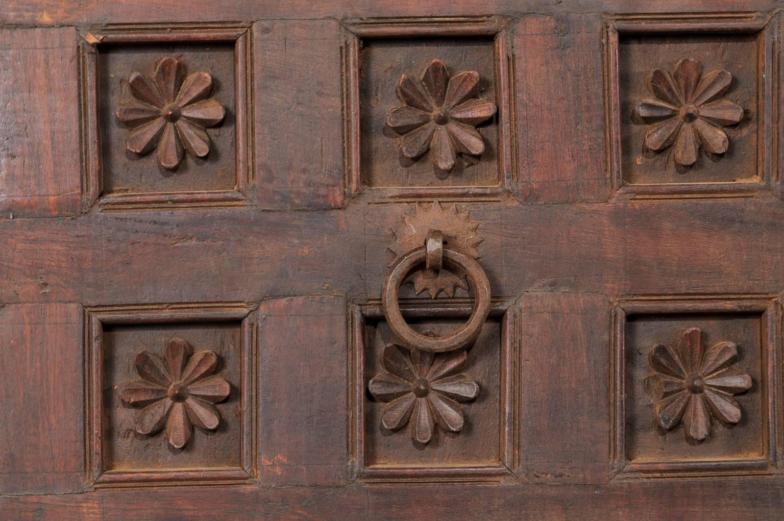 Iron Large 19th Century Carved Wood Ceiling Panel from Tamil Nadu, South India
