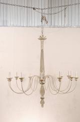 Large-Size Twelve-Light Custom Wood & Iron Chandelier from Italian Fragments