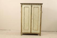 Swedish Mid-19th Century Two-Door Painted Wood Cabinet with Nicely Carved Panels