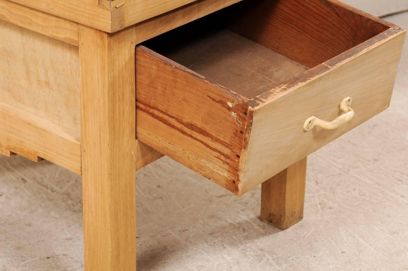 Vintage Swedish Butcher Block Side Table with Geometric Skirt and Angular Legs In Good Condition For Sale In Atlanta, GA