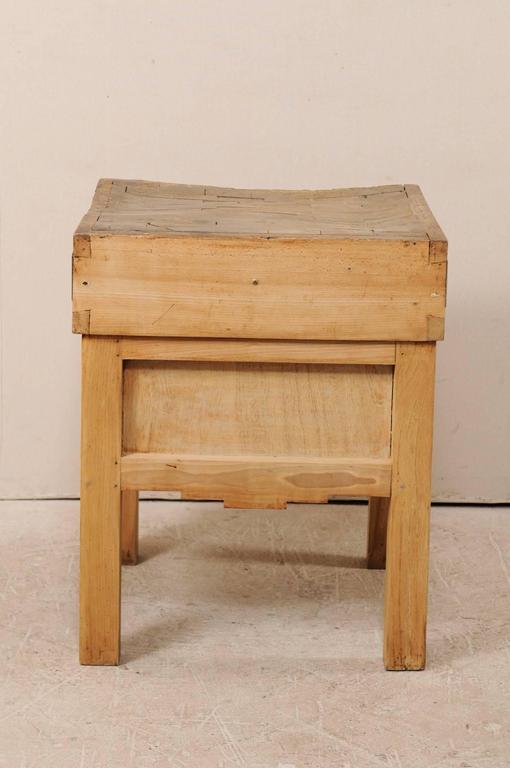 Vintage Swedish Butcher Block Side Table with Geometric ...