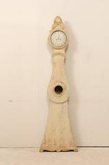 A 19th C. Floor Clock with Beautifully Exaggerated Crest from Norrbotten, Sweden