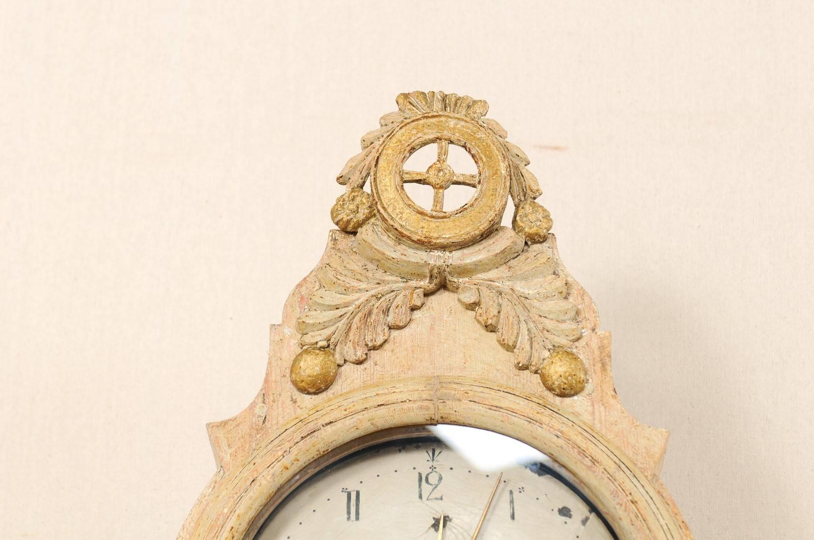 A 19th C. Floor Clock with Beautifully Exaggerated Crest from Norrbotten, Sweden 2