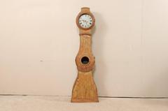 19th Century Swedish Painted Wood Longcase / Floor Clock with Scraped Finish